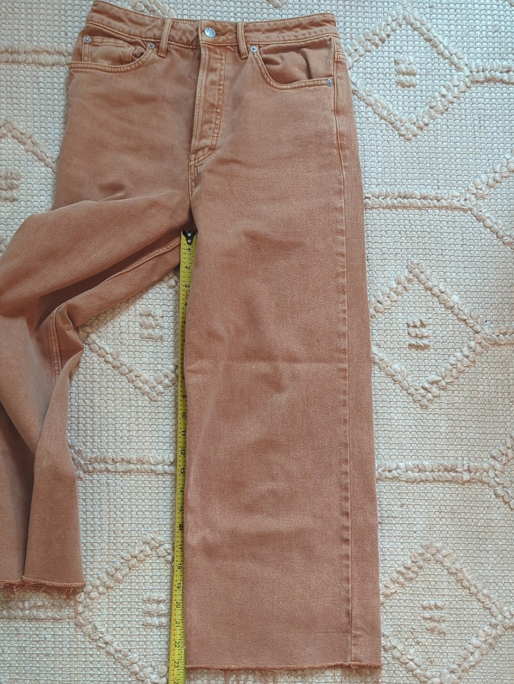 Free People High Rise Wide Leg Raw Hem Pants | Size 26 | Camel - Picture 5 of 6